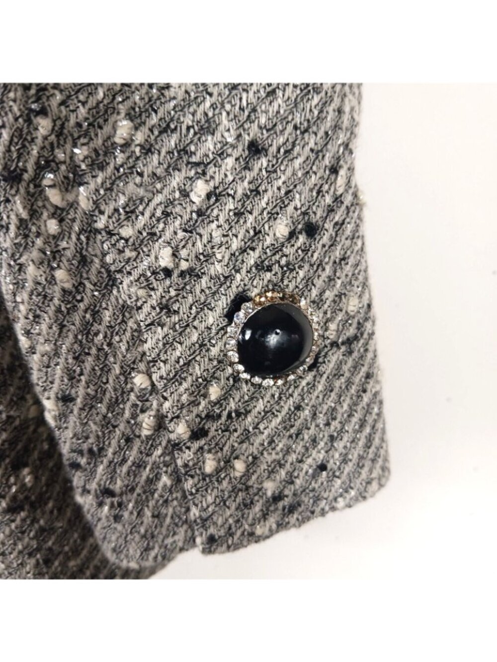Mimmina Italy Tweed Sparkle Skirt Suit Set Womens 10 Gray Career Vintage Blazer - Picture 3 of 16